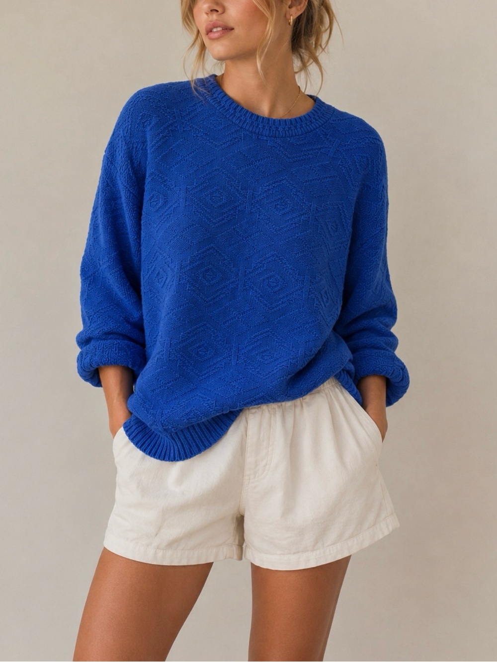 💙Vintage 90s St. John’s Bay Sport Knit Sweater | Cobalt Blue Pullover size LARGE